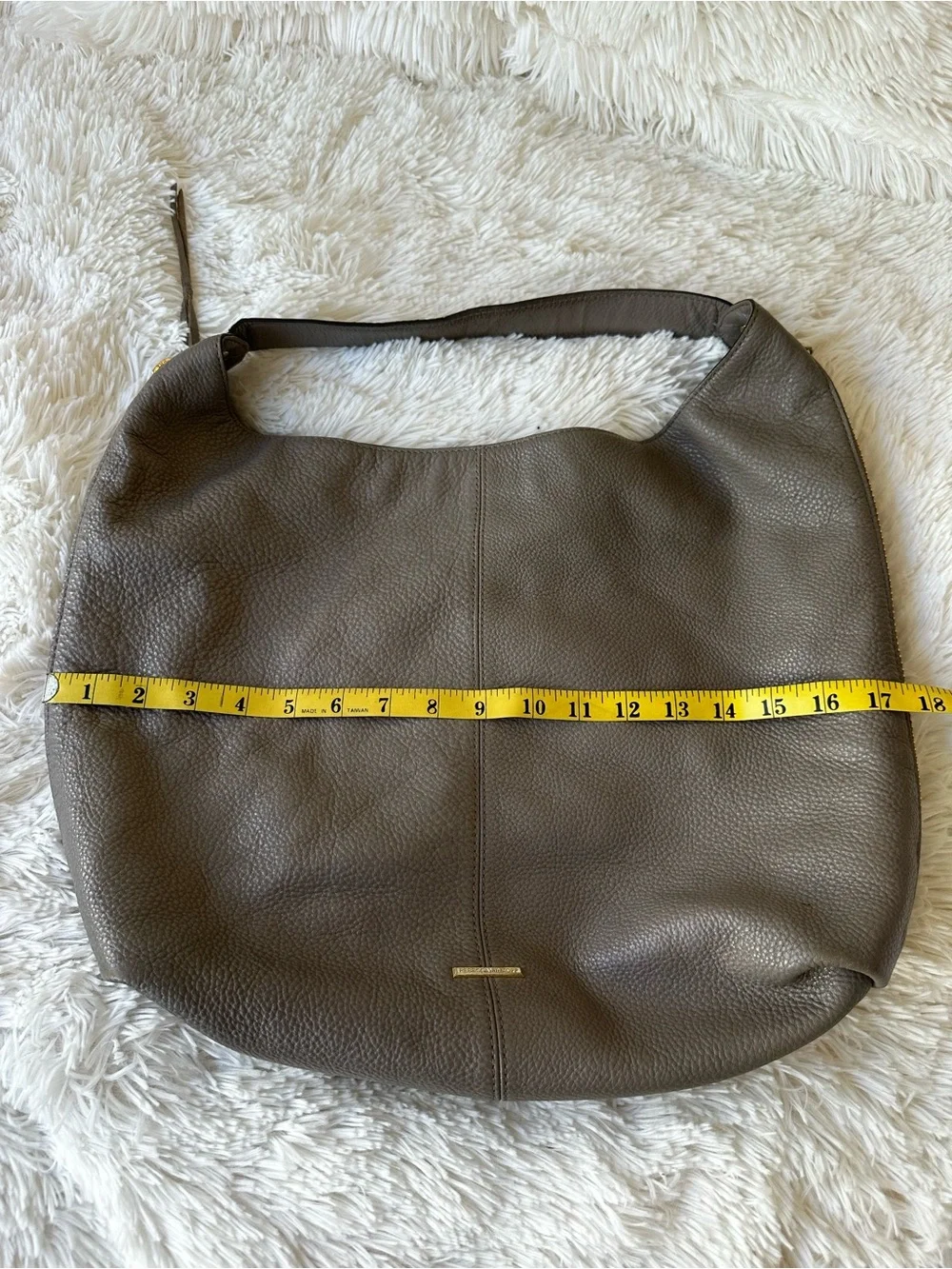 Rebecca Minkoff Pebbled Leather Hobo Shoulder Bag in Cement Gray Taupe